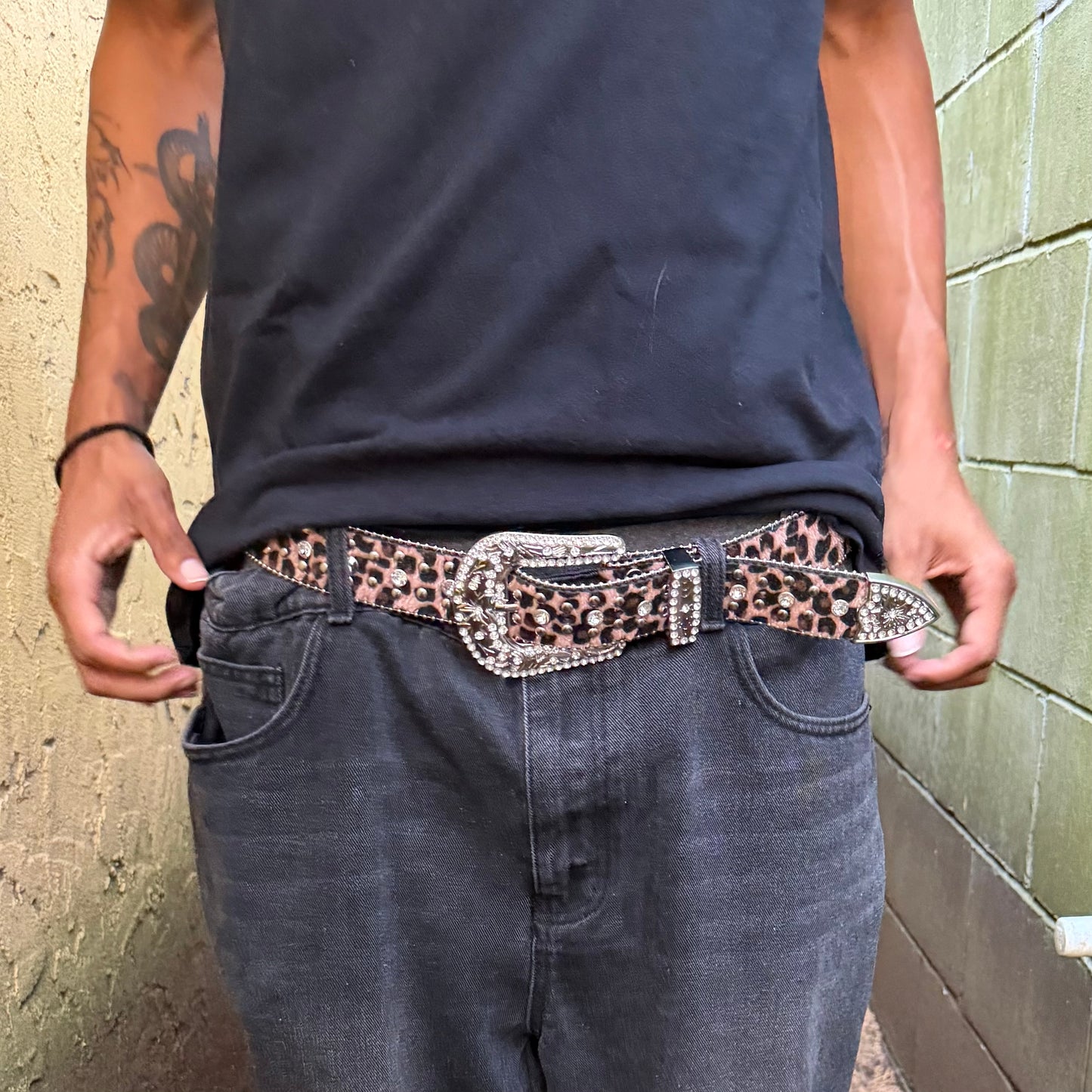 RHINESTONE BELT - LEOPARD